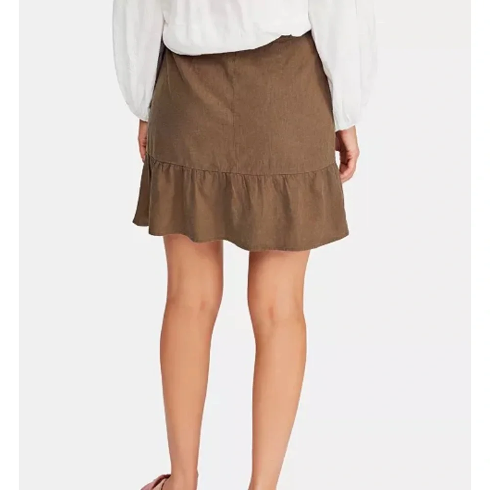 FREE PEOPLE Linen Ruffle Mini Wrap Skirt Size 0